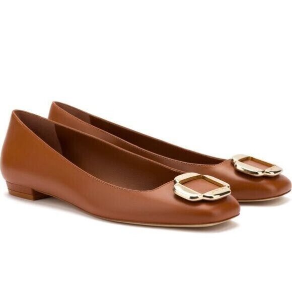 Larroude Maria Flats Shoes in Brown CaramelSz 8.5
